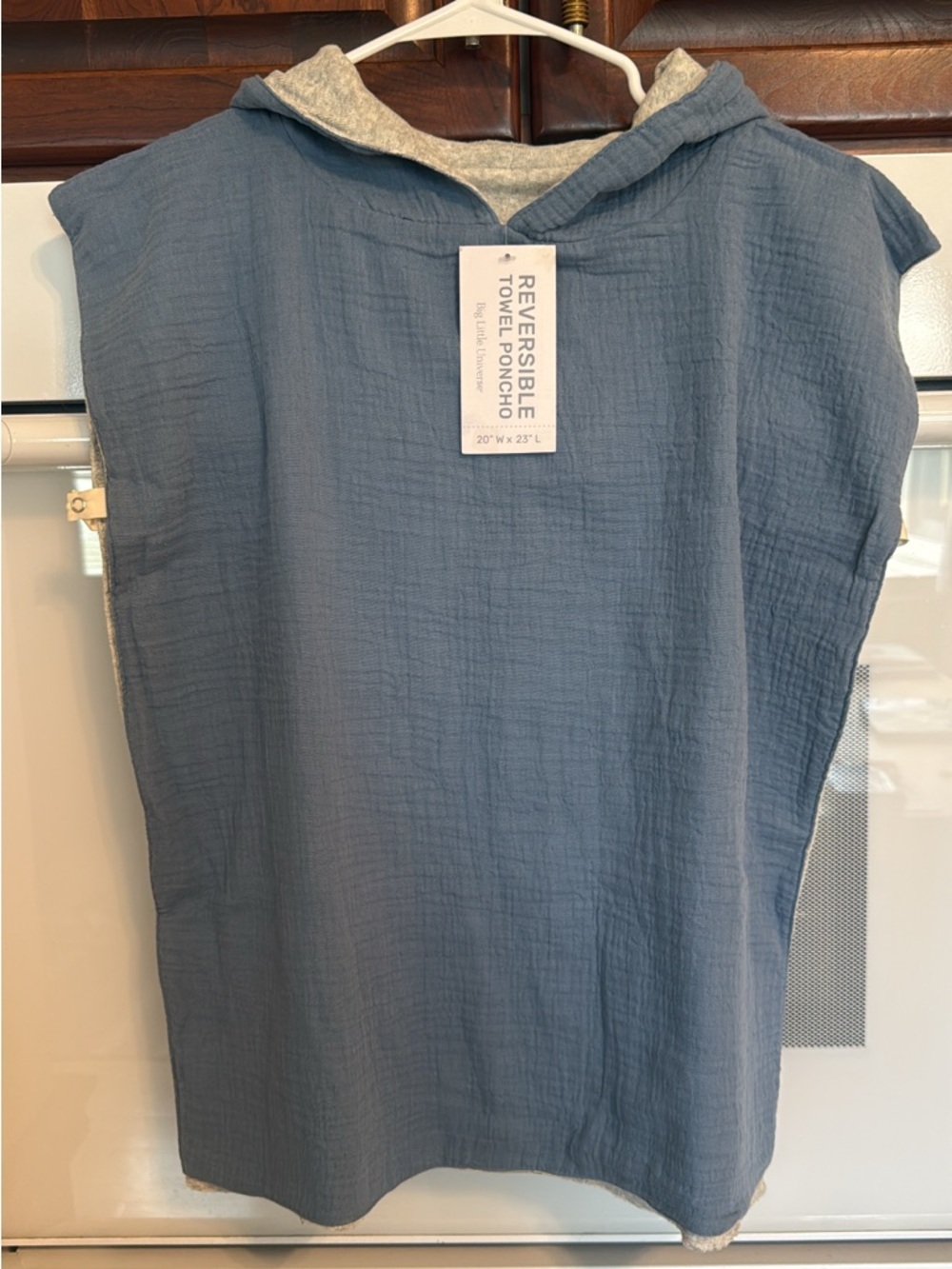 💙 Reversible Kids Beach Coverup Big Little Universe Ocean Blue Hooded Poncho NEW